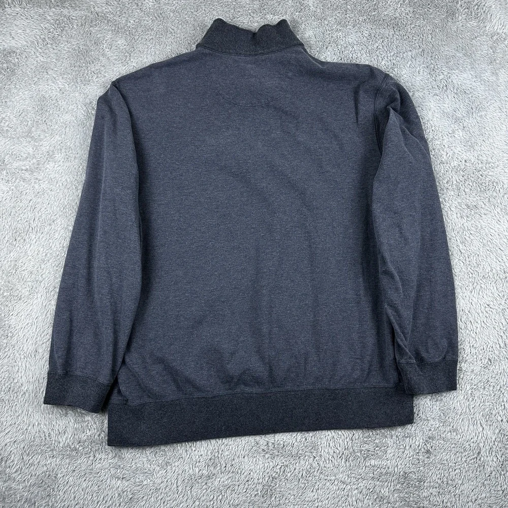 Tasso Elba Mens 1/4 Zip Pullover Charcoal Gray‎ 100% Cotton Large Smart Casual